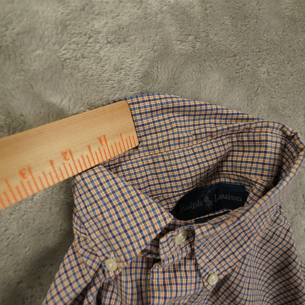 Ralph Lauren Blake Button Up Shirt Men's Medium Plaid Blue Orange Preppy